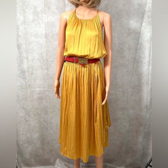 Halston Heritage Gold Maxi Dress